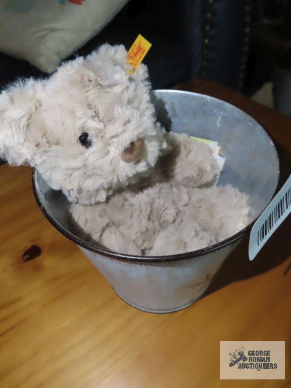 Steiff bear and bucket