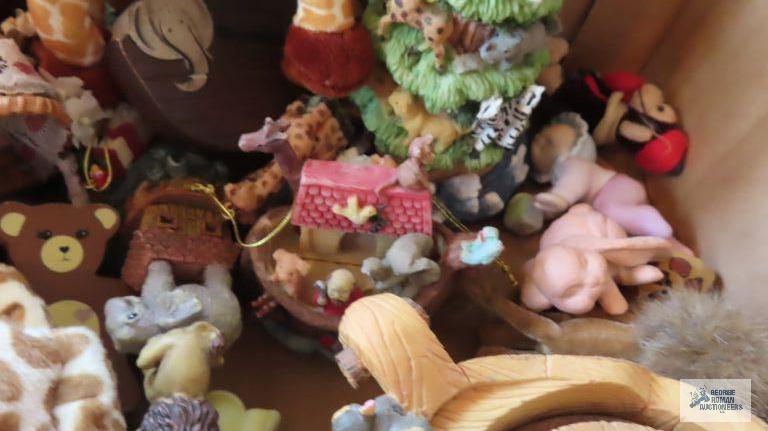 Noah's Ark music box, figurines, giraffe, decorative bird, pens, paper,...and magazines