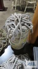 Lot of assorted rope in barrel