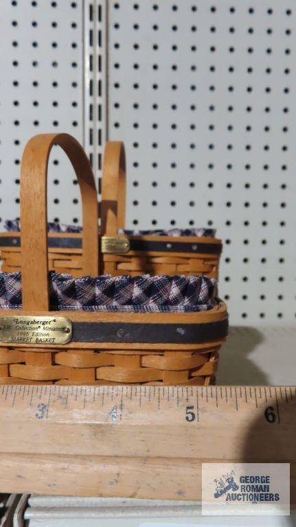 Longaberger...J.W. Collection Miniature 2000 bread and milk basket and...1996 market basket