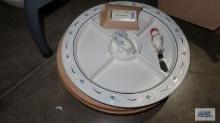 Longaberger...Pottery lazy susan vegetable plate and spreader