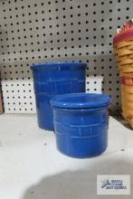 Longaberger...Pottery (2)...blue crocks