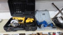 Dewalt drill and hand saw set, no battery. Cordless drill and flashlight set, no battery.