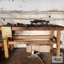 5 foot work bench with four wheel floor dolly, ice scraper and etc