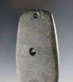 3 1/2" Two-Hole Adena Pendant made from Slate. Found in Geauga Co., Ohio. Bennett COA.