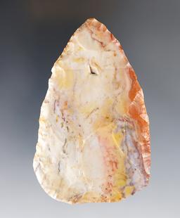 3 3/8" Hopewell Blade made from vividly colored Flint Ridge Flint. Found in Logan Co., Ohio.