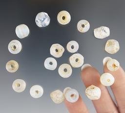 Set of 20 clear opalescent Wire Wound Beads found at the White Springs Site, Geneva, New York.