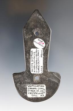 3 7/8" salvaged Gorget - Cannel Coal - Clark Co., Indiana. Ex. Beckman, Wilkins - Pictured.