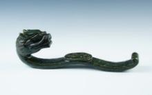Large and nice! 12" Jade Dragon carving that is exceptionally well done. From China. Ex. Shewey.