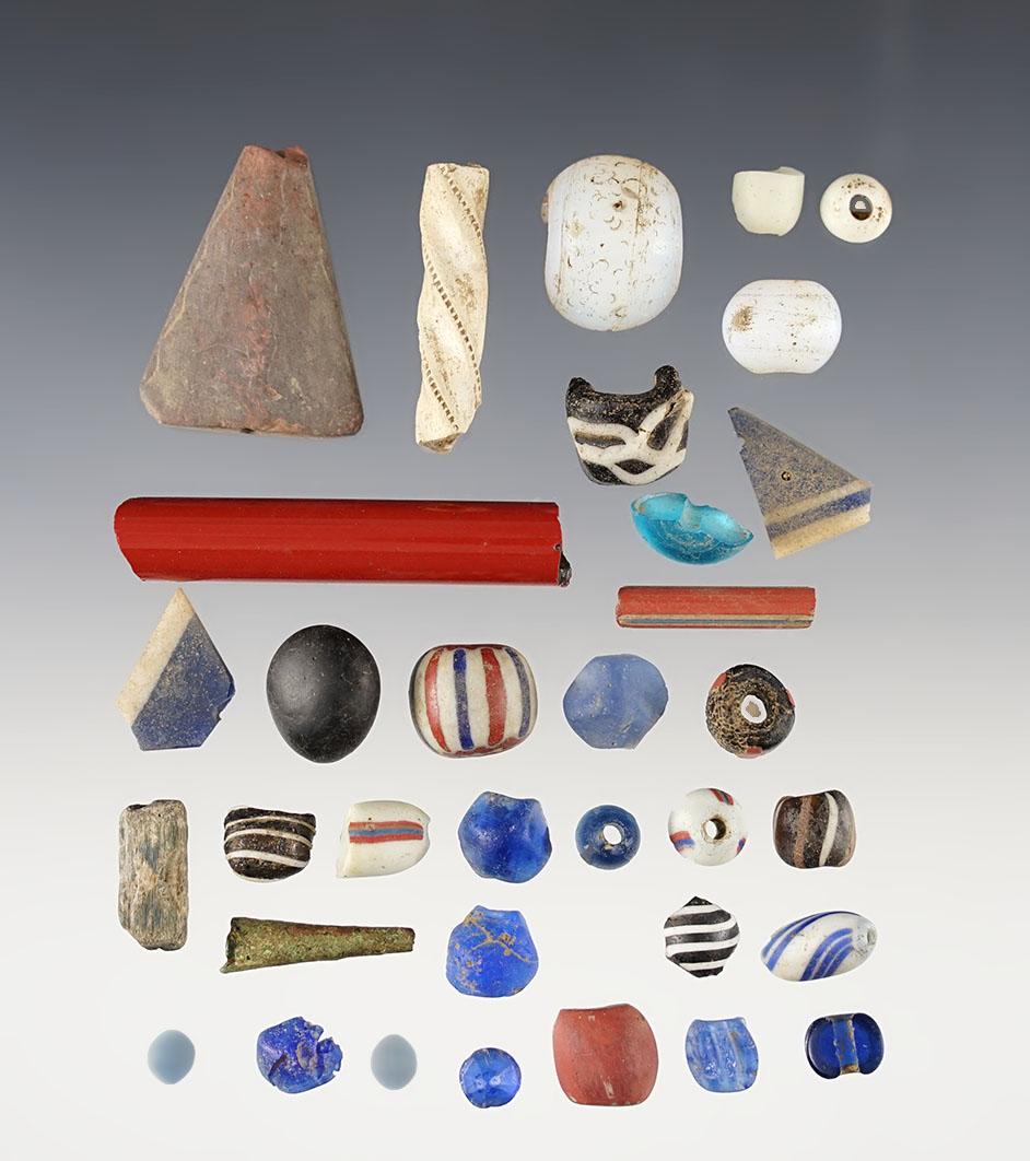 Large group of assorted broken beads - White Springs Site, Geneva, New York.