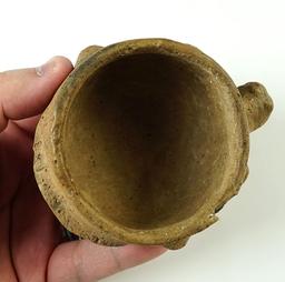 4" wide x 2 3/8" tall Swimming Turtle Effigy Jar found at the Sycamore Bend Site in Tennessee.