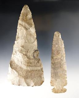 Pair of artifacts made from Bayport Chert. Found in Allen Co., Indiana. The largest is 6 13/16".