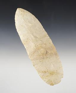 6 3/4" Knife made from Logan County Chert - Jay Co., Indiana. Restored break at mid-section.