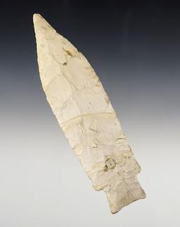 Large 6 1/4" Etley Knife found in Illinois before 1953. Made from Burlington Chert. Motley COA.