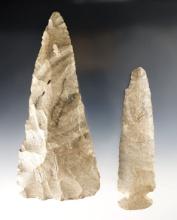 Pair of artifacts made from Bayport Chert. Found in Allen Co., Indiana. The largest is 6 13/16".