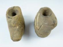 Pair of large Sandstone Effigy Pipes that were field found in Indiana.