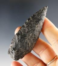 2 15/16" Stemmed Point made from Basalt. Found in Lake Co., Oregon. Ex. William Peterson.