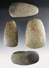 Set of 4 Hardstone Celts found in Indiana and Ohio. Most are marked with specific locations.