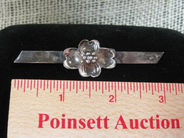 Sterling Silver Handmade Flower Bar Pin