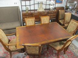 Ethan Allen Table, Leaves and Chairs