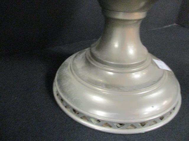 Metal Oil Lamp with Milk Glass Hobnail Shade