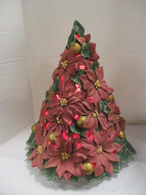 Retro Atlantic Mold Ceramic Poinsettia Tree Light