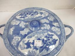 Decorative Blue/White Porcelain Covered Dish