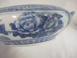 Decorative Blue/White Porcelain Covered Dish