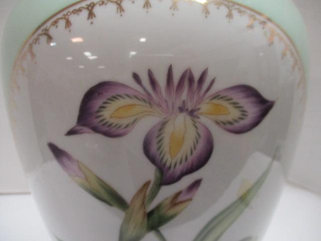 Porcelain Andrea by Sadek Iris Motif Urn Vase