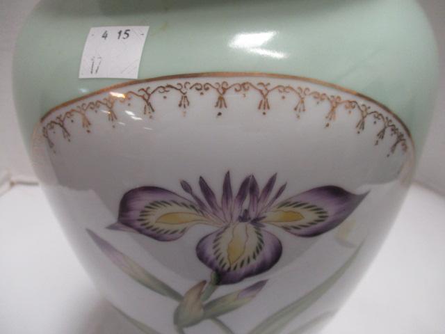 Porcelain Andrea by Sadek Iris Motif Urn Vase