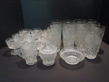 Anchor Hocking Wexford Glasses, Sherbets, Creamer and Sugar