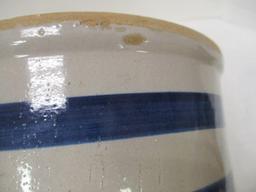 Blue Stripe Pottery Crock Bowl