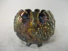 Dugan Carnival Glass Rose Bowl Footed Grapevine