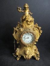 New Haven Clock Co. Brass Clock w/uranium Glass Face