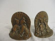 Bronze Bookends 'Kissing Asian Couple'