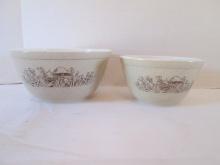 Two Midcentury Pyrex "Forest Fancies" Mushroom Nesting Bowls