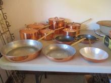 Set of Copper Cookware with Brass Handles