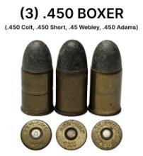 3rds. of .450 BOXER Ammunition (.450 Colt, .450 Short, .45 Webley, .450 Adams)