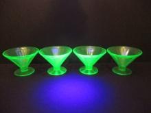 Four Federal Glass Uranium Glass Sherbets