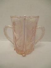 Iridescent Pink Glass Handled Vase