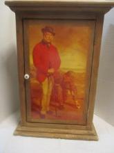 1 Door and 3 Shelf Tabletop Wood Cabinet with Vintage Golf Scene