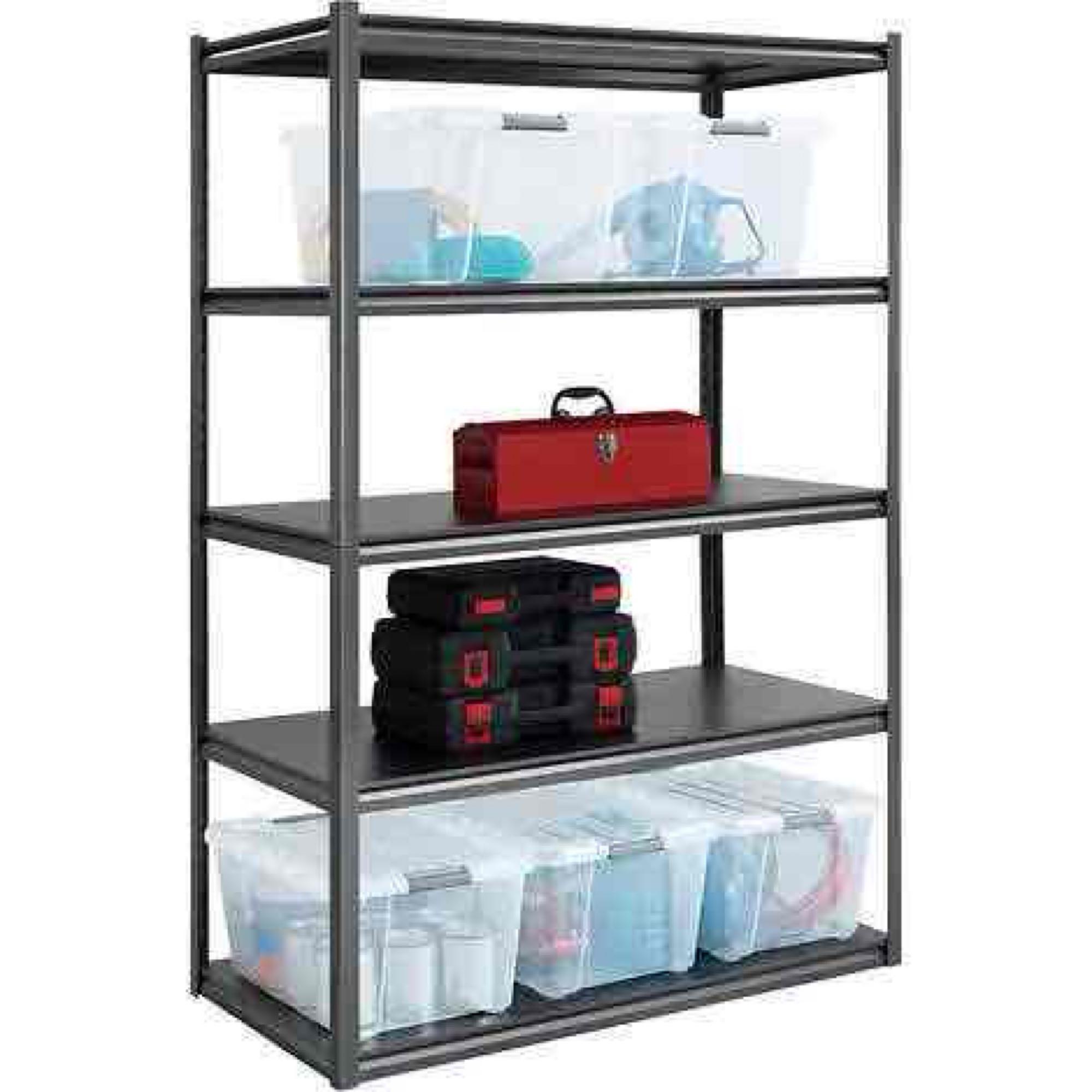 2 pcs Modern Whalen Steel & Composite Black 5 Tier Shelves Model # WSZB244872-SV5MS. See pics.