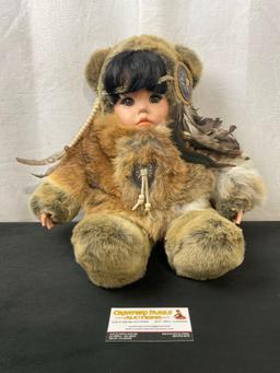 Vintage Alaskan Inuit Porcelain Doll, perhaps by Renee Tompkins