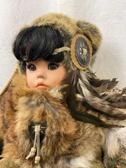 Vintage Alaskan Inuit Porcelain Doll, perhaps by Renee Tompkins