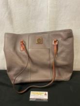 Dooney & Bourke Purse w/ Genuine Leather, Grey Tinted Leather w/ a Red Lining