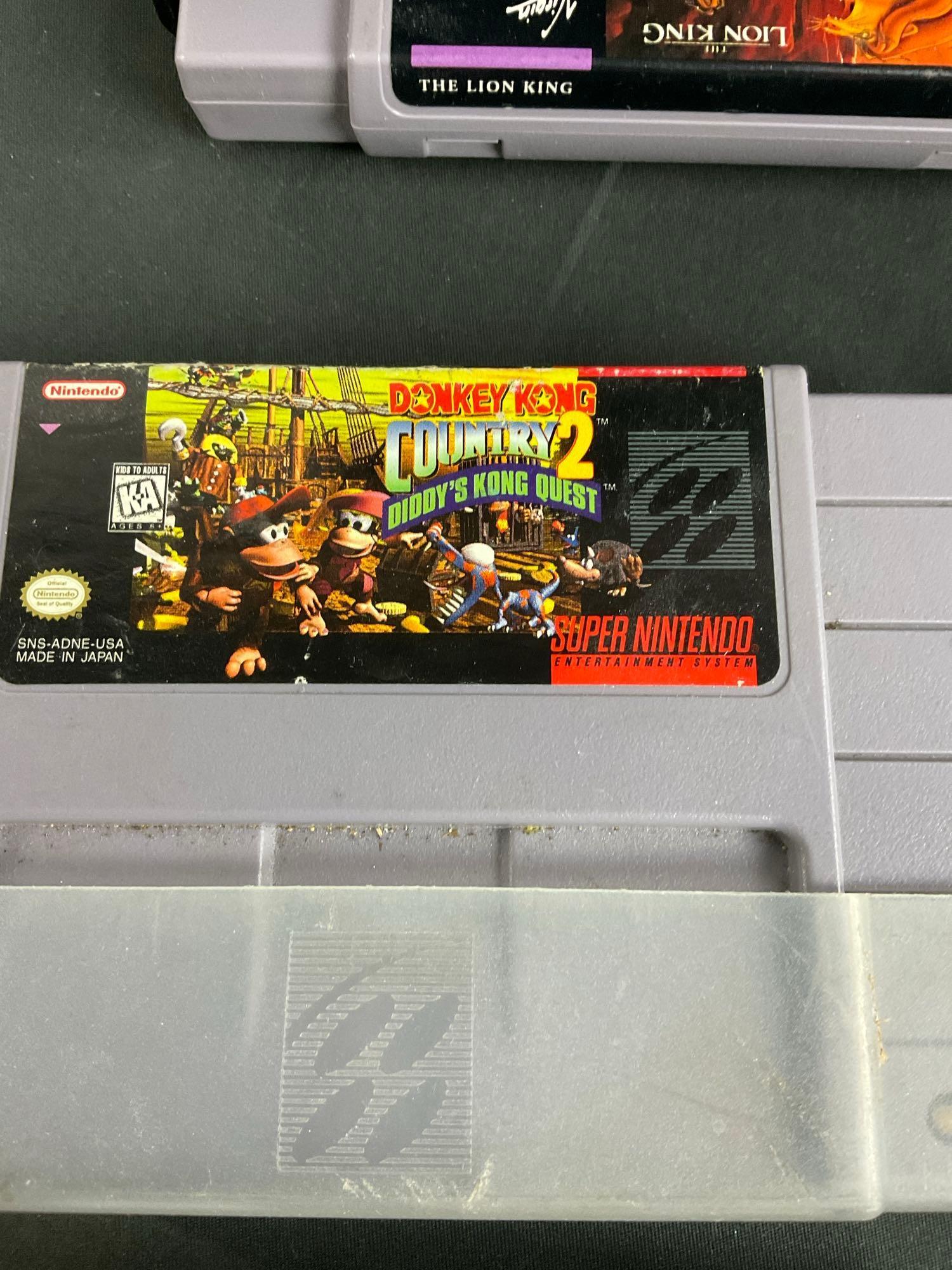 Collection of 16 SNES Game Cartridges incl. Several Star Wars, Starfox, Mario, & Marvel Titles