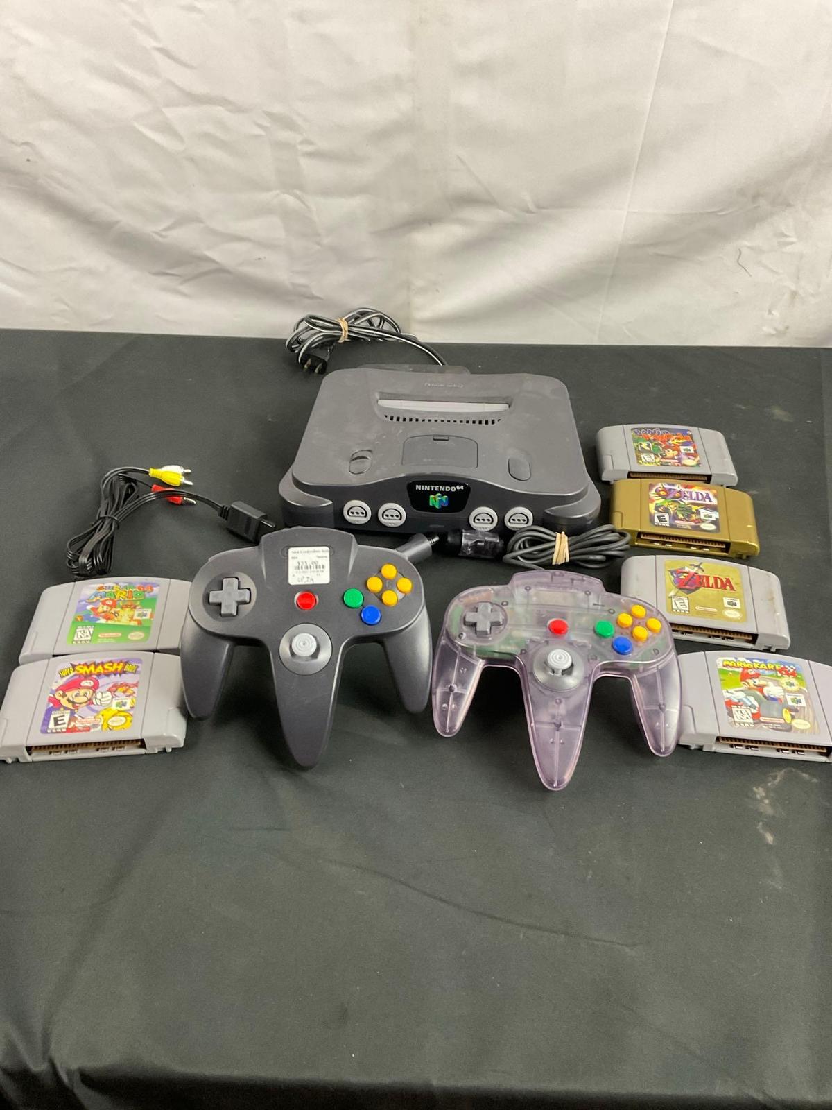 Super Nintendo N64 Gaming Console w/ 2 Controllers & 6 Games incl. Zelda Ocarina of Time,