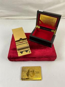 Gold Playing Cards 999.9 w/ CoA & Gold Certificate. Comes in Black Wooden Case. See pics.