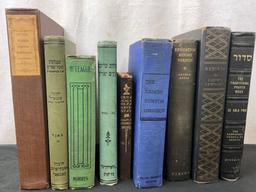 9 Vintage & Antique Books, Jewish Prayer Book, Couple books in Hebrew, McTeague by Norris,