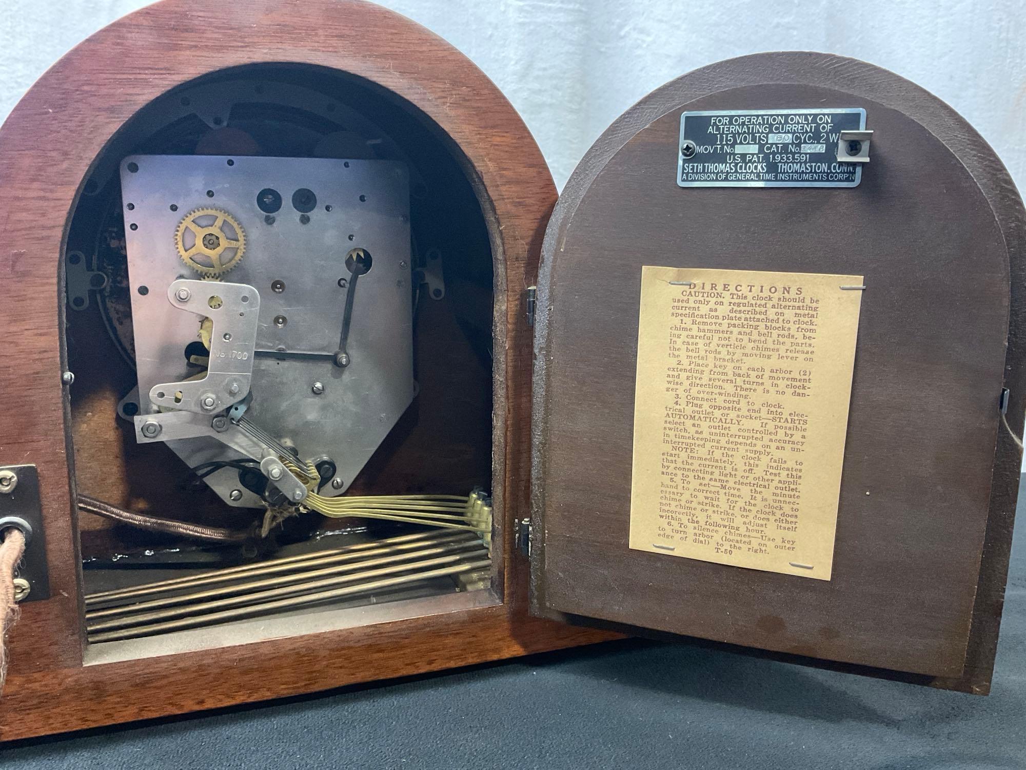 Vintage Electric Seth Thomas Wooden Mantel Clock